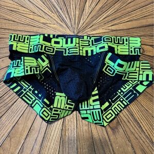 Andrew Christian Black and Neon Green Mesh Briefs